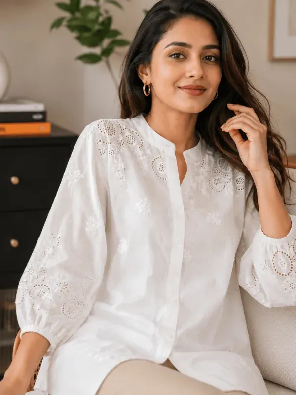 Premium Exclusive imported cotton Women’s Woven Shirt Collection white