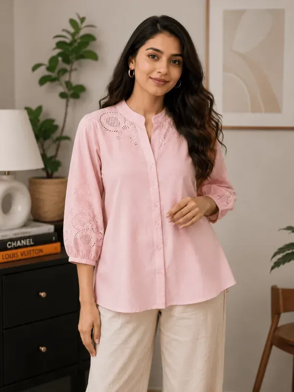 Premium Exclusive imported cotton Women’s Woven Shirt Collection pink